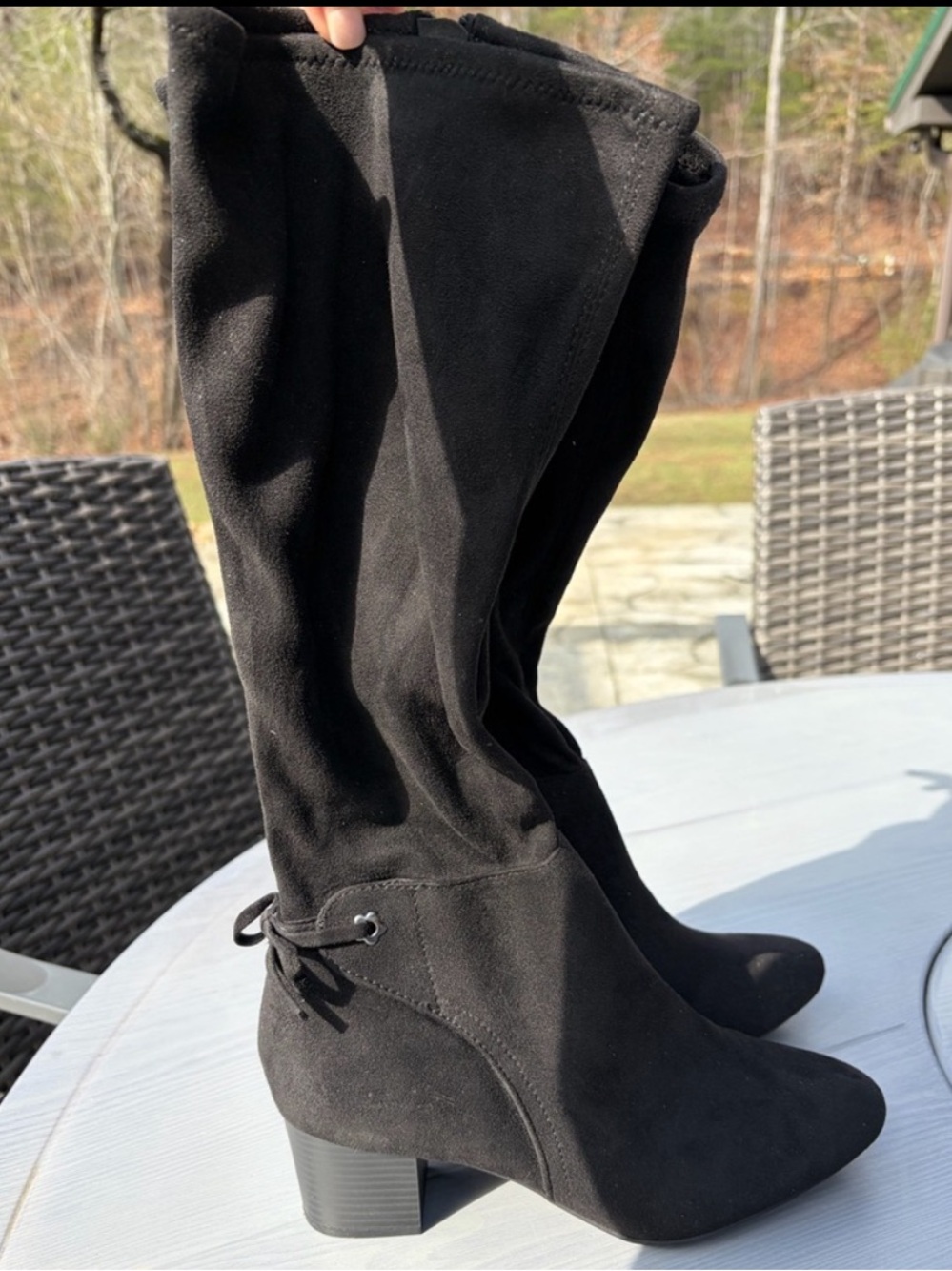 Charter Club Black Faux Suede Knee High Boots Size 8.5 🖤